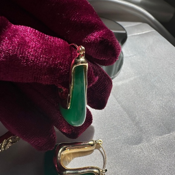 Anthropologie Gold and Green Statement Earrings - Picture 9 of 13